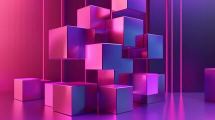 Abstract 3d rendering of geometric shapes. Composition with squares. Cube design. Modern background for poster, cover, branding, banner, placard