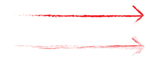 Canvas Print - Red hand-drawn brush stroke arrow on a white background.
