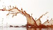 A splash of brown liquid is seen in the air, creating a sense of motion