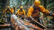 © Fat Bee - Diverse team of forestry workers in action wearing yellow gear