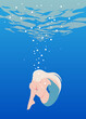 
Blonde in a swimsuit underwater in the pool. Swimming in the pool. Spa and resort. The sea and the ocean. Vector flat illustration