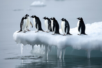 Penguins on melting Ice floe