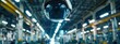 © Image - The busy activity inside modern factory or warehouse is captured by an industrial surveillance camera.