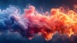   A group of differently colored smoke elements against a two-toned background, featuring shades of blue and red, with distinct hues of red, orange, and blue present