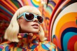 © Ulubek - Vibrant fashion model posing against a colorful abstract background