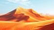 Stylized minimalist cartoon of a sweeping sand dune under a clear blue sky