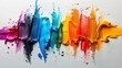   A white paper bearing a stack of multicolored paint splats