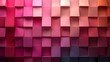   A wall adorned with varied pink, purple, and red cubes in distinct shades