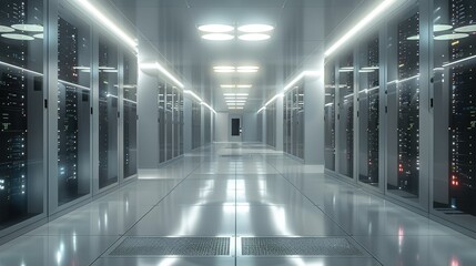 Poster - Modern server room. network server room. Generative AI.