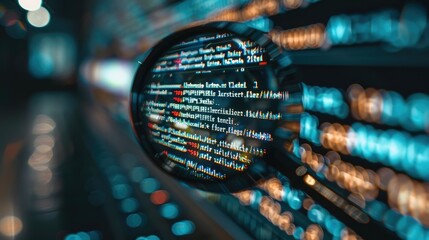 Leinwandbilder - Code analysis with magnifier. Generative AI.