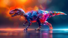 A Colorful 3D Rendering Of A Tyrannosaurus Rex Made Of Crystals.