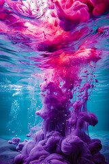 Wall Mural - Purple substance is oozing out of tube underwater.