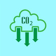 Carbon dioxide emissions icon illustration. Low Carbon Footprint. Eco-friendly Footprints. Gas reduction business concept.