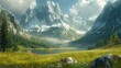 A beautiful Mountain Landscape. Generative AI.