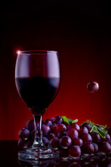 Wall Mural - red wine and grapes