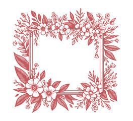   vector graphic of wedding flower rectangle frame  hand drawn