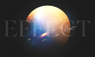 Wall Mural - circle banner with motion light. sparks and glare of fire transparent light effect.