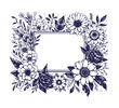  vector graphic of wedding flower rectangle frame  hand drawn