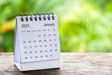 Wall Mural - January 2024 white table calendar with customizable space for text. Calendar concept and copy space