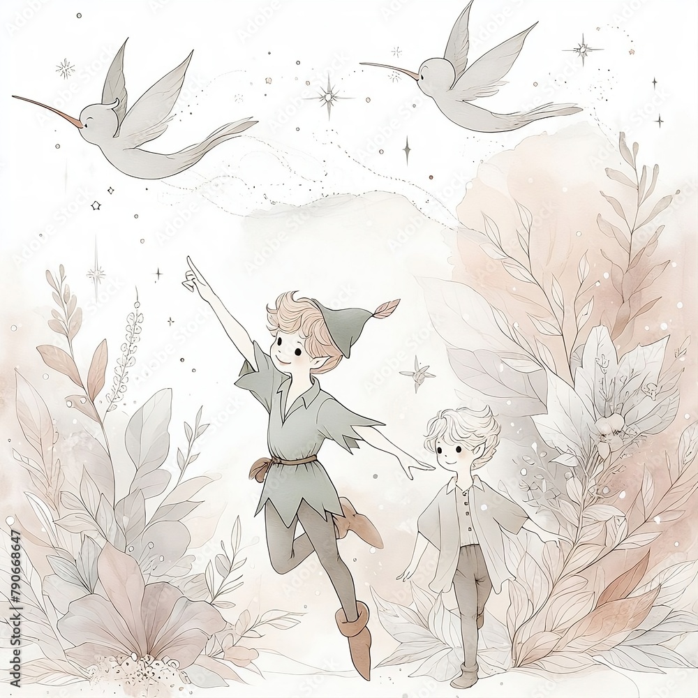 Peter Pan storybook illustration Stock Illustration | Adobe Stock