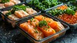 Fresh Fish & Veggie Lunchbox - Daily Healthy Meal Delivery. Concept Healthy Eats, Daily Lunch Delivery, Fresh Ingredients , Meal Plans, Balanced Nutrition