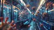 virus particles floating in the air in a subway car