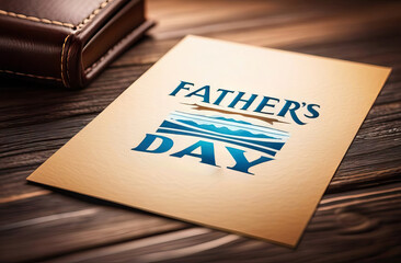 Father's Day card with the inscription 'Happy Father's Day' on a wooden desk