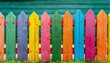 Vibrant Boundary: Colorful Wooden Fence Cut Out for Creative Projects colorful boundary background texture