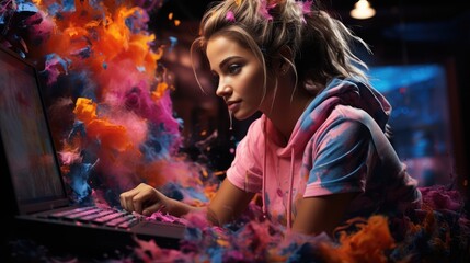 Canvas Print - dj in action