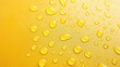 © Boraryn - Water drops on yellow background, top view. Rain droplets on a white surface with a light shine