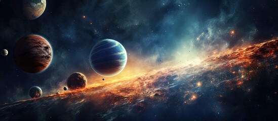 Wall Mural - Planets soar through galaxy in space, creating stunning astronomical landscapes