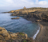 Fototapeta  - S'Arenal Lighthouse in Port de la Selva, Catalonia