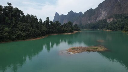 Wall Mural - Aerial view of Khao Sok national park, in Cheow lan lake, Surat Thani, Thailand