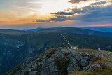 Fototapeta  - Sunset in the mountains - Karkonosze in Poland	