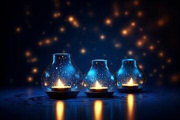 Wall Mural - isolated illustration of illuminated 3D Oil Lamps Diya for Diwali celebration, Generative ai