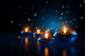 Wall Mural - isolated illustration of illuminated 3D Oil Lamps Diya for Diwali celebration, Generative ai