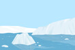 Polar landscape with iceberg and glacier