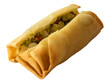 Open spring roll isolated on transparent background. Top view close up image.