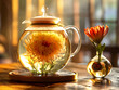 Herbal Tea Indulgence - A Cup Surrounded by Colorful Flowers