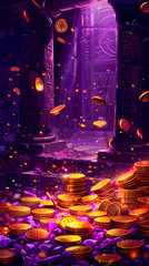 Wall Mural - Background for casino slot games. Egyptian mythology. Coins on the background.	