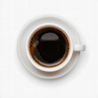 Aerial View of Hot Coffee in a White Ceramic Cup on a Plate