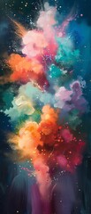 Canvas Print - a colorful explosion of paint splatters on a canvas