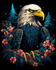 Wall Mural - View of a Colorful Birds American Eagle