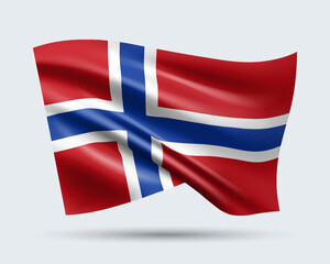 Wall Mural - Vector illustration of 3D-style flag of Norway isolated on light background. Created using gradient meshes, EPS 10 vector design element from world collection