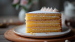 Close-Up of a Delicious Layered Cake with Cream and Spices