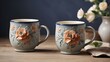  A vintage-style ceramic mug with delicate floral patterns, reminiscent of old-fashioned charm