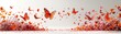 A banner of butterflies flying in the air with a red background