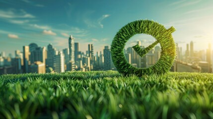 Enviromentally sustainable company target in 2024. Carbon neutral and net zero concept. Reducing carbon footprint. Decreasing CO2 emissions target. Limit climate change and global warming
