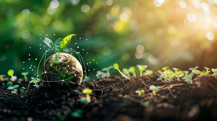 Enviromentally sustainable company target in 2024. Carbon neutral and net zero concept. Reducing carbon footprint. Decreasing CO2 emissions target. Limit climate change and global warming