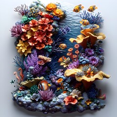 Wall Mural - Vibrant Coral Reef Ecosystem with Diverse Aquatic Life and Stunning Marine Scenery